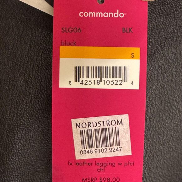 Commando Leggings Womens Small Black Faux Leather Perfect Control Made USA SLG06 - Picture 4 of 6